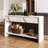 55.12" Wood Distressed Pattern Console Table Sofa Table With Two Drawers And Bottom Shelf Easy Assembly-1803928632