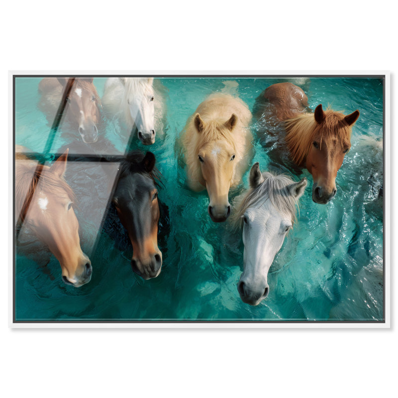 "Herd in the Deep II", reproduction d'art acrylique encadrée par Notoriart, cadre blanc, 30 x 20, H 21 po x l 31 po