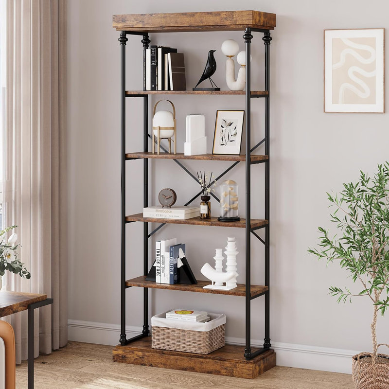 Bibliothèque étagère de rangement en bois, Brun