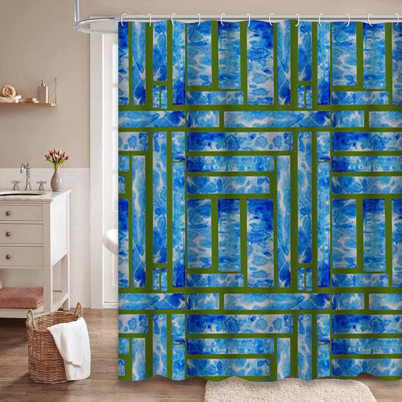 Aquarelle, rayures sans soudure, art artistique bleu coloré avec 12 crochets, L 72 po x l 72 po