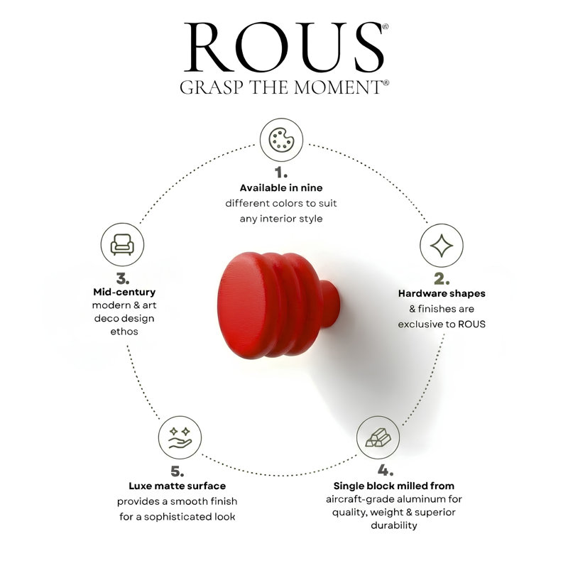 ROUS Hardware Mid-Century Modern Honey Comb Knob, Rose (Red)