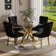 Ensemble de salle à manger à piédestal rond 5 pièces avec chaise capitonnée en velours pour salle à manger et salon-1248467047-1248467043-1248467099