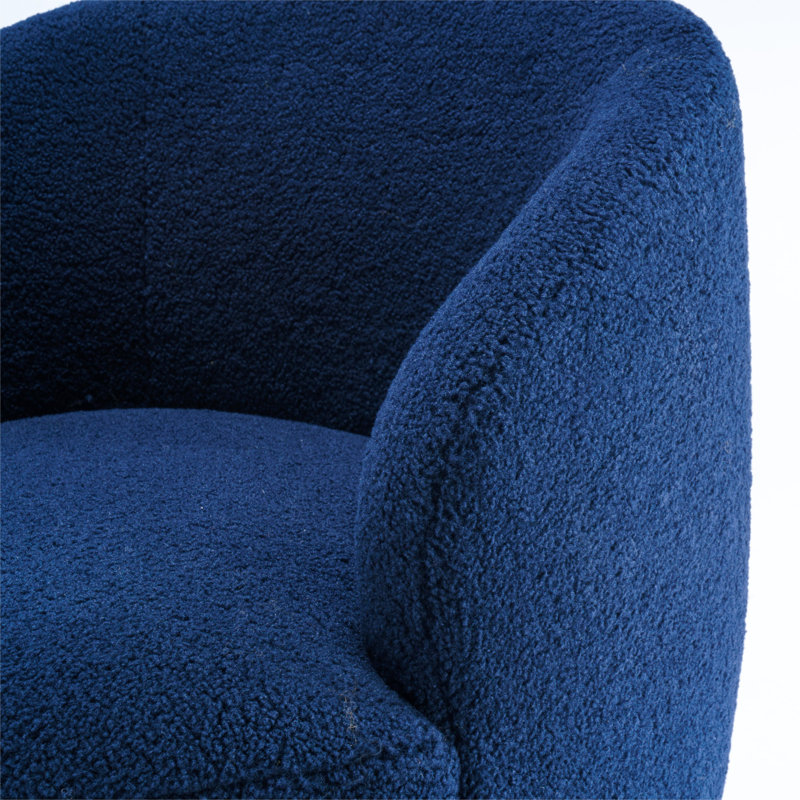 Jalin Upholstered Swivel Barrel Chair, Dark Blue