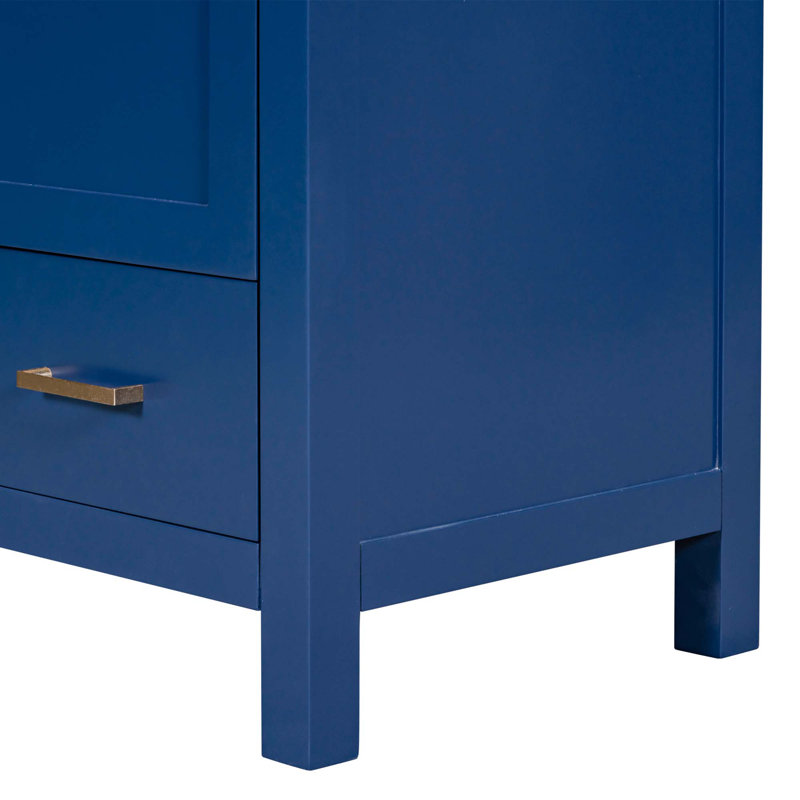 (Cabinet seulement) Base de meuble-lavabo avec 2 portes et 1 tiroir, Bleu