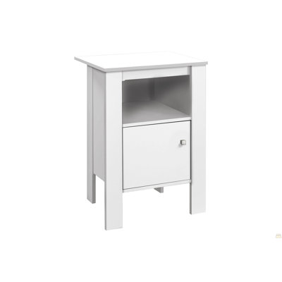 Accent Table, Side, End, Nightstand, Lamp, Storage, Living Room, Bedroom, White Laminate, Transitional