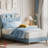 Twin/Twin XL Bed Frame with Storage Headboard Velvet Upholstered Platform Bedframe for Kids No Box Spring Needed-1710809232