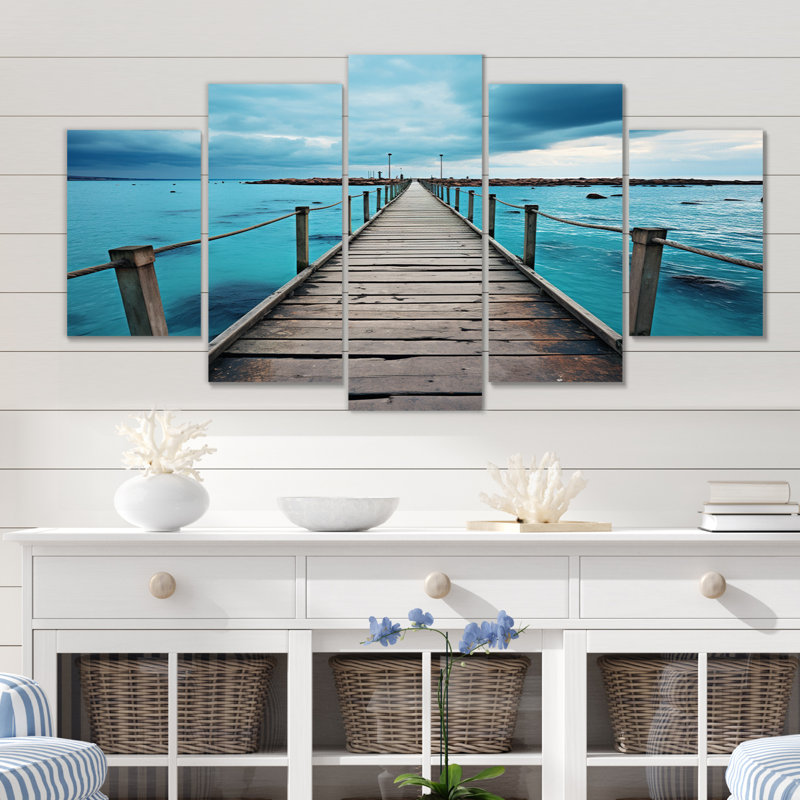 Pier To Infinity I - Coastal Pier Wall Art Living Room - 5 panneaux