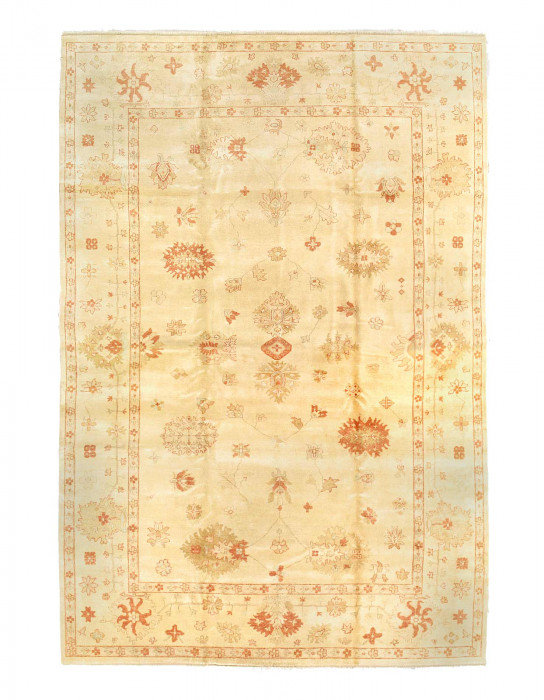 Ivory Color Fine Hand knotted Oushak rug 12'2'' X 18'