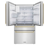 ZLINE Autograph Edition 36" French Door Refrigerator w/ Water and Ice Dispenser in Fingerprint Resistant Stainless Steel Traditional Handles