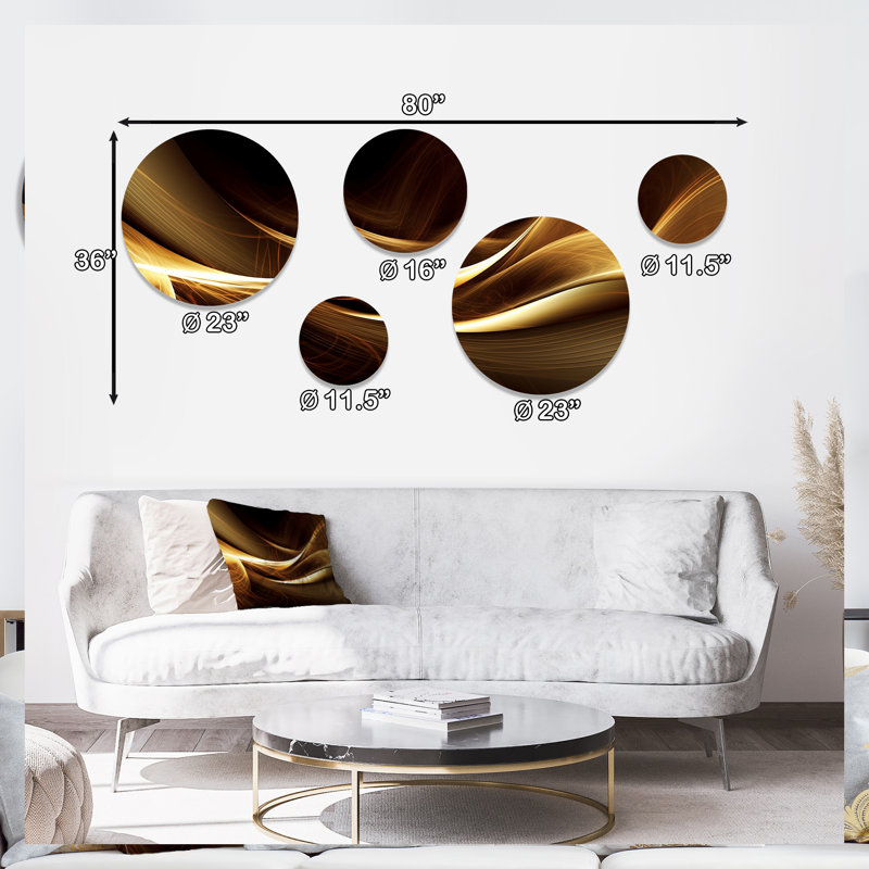 Gold Elegant Modern Sofa I - Modern Waves Metal Wall Décor