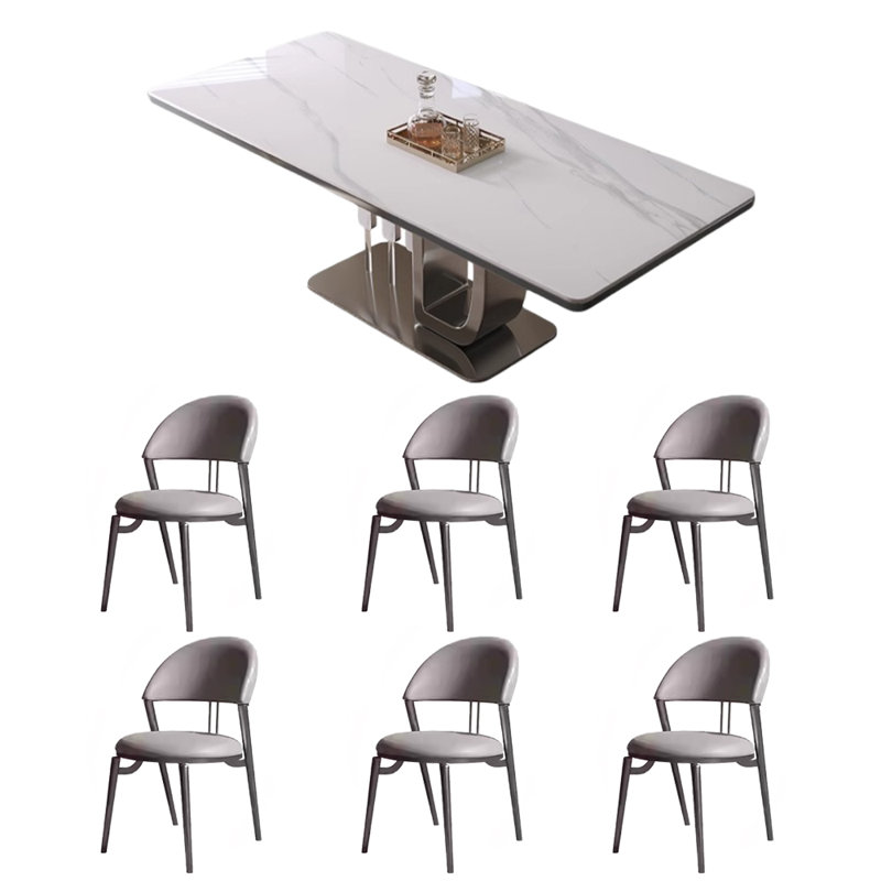 Table et chaise haut de gamme rectangulaire légère de luxe, Blanc, H 29,5 po x L 78,7 po x l 33,4 po