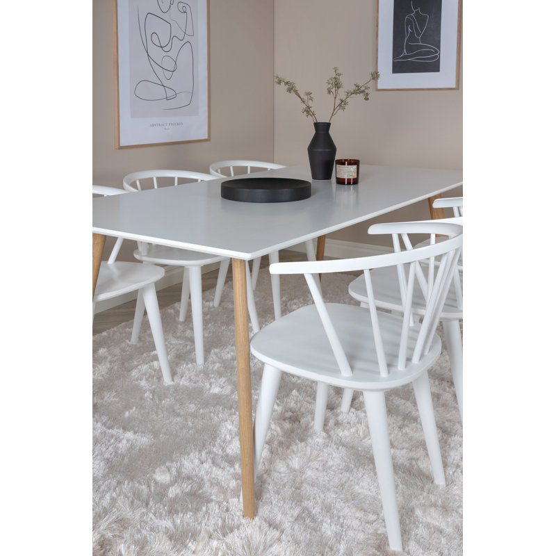 Carney 6 - Person Dining Set, White, White