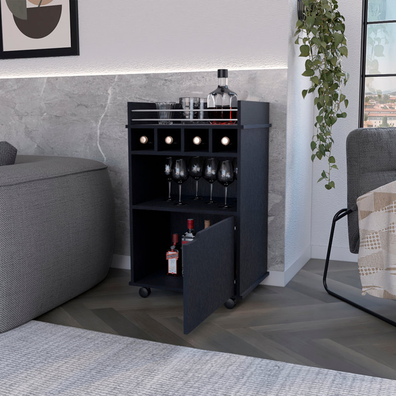 Bar Cart, Living Room, Black, Black