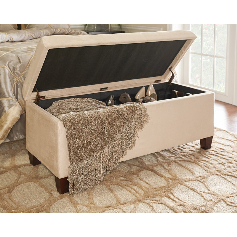 Shen Upholstered Ottoman, Beige Microfiber/Microsuede