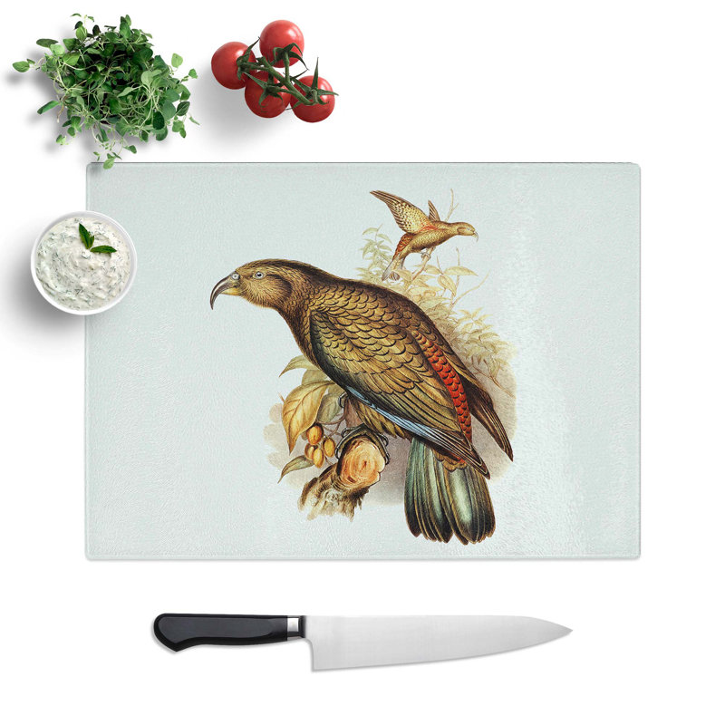 Glass Kea Parrot by Elizabeth Gould Chopping Board, 39 cm W x 28.5 cm L