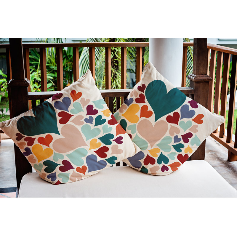 Housse et insert de coussin décoratif en polyester, 18"H x 18"W, Appétit bleu sarcelle, Extérieur