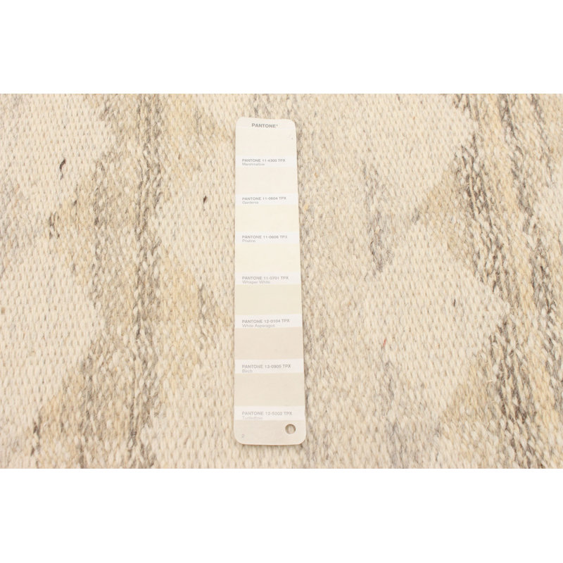 Tapis ivoire / beige / gris en laine tissé à plat à la main Canwick