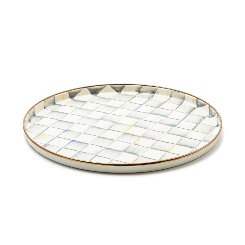 Sterling Check Round Tray