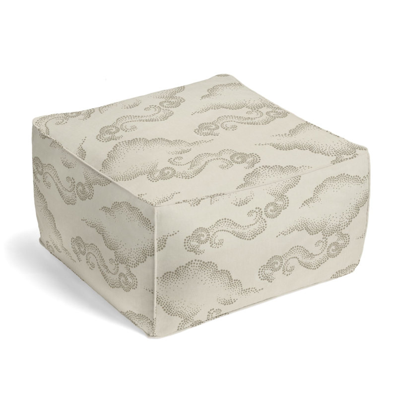 Upholstered Pouf, Pearl 100% Cotton