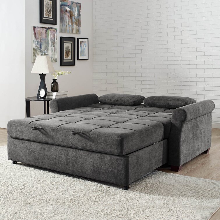 Serta Sabrina 72.6'' Queen Rolled Arm Tufted Back Convertible Sleeper Sofa with Cushions