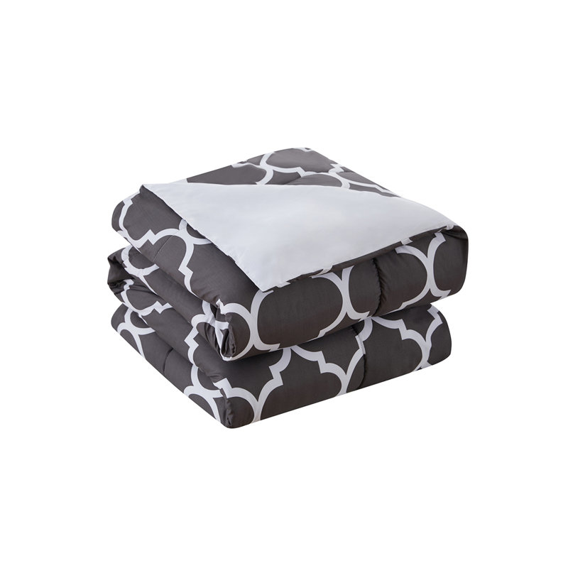 Kathy Ireland 6 Piece Oversized Trellis Comforter Set, King Comforter + 2 King Shams, Dark Gray