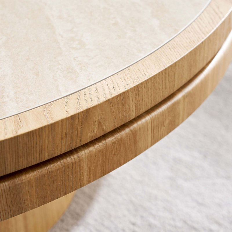 Ensemble de tables basses rondes en panneau de fibres à densité moyenne de 19,49 po + 35,43 po pour les salons et les appartements modernes