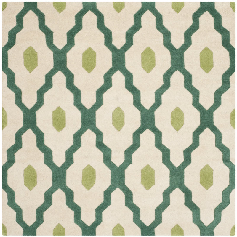 Carolene Hand Tufted Wool Geometric Rug, Square 5'