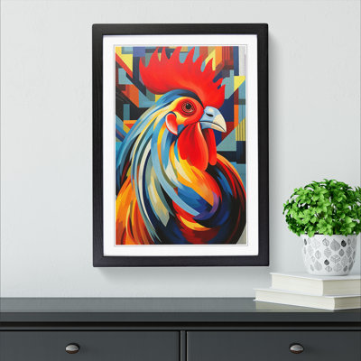 Rooster Constructivism - Single Picture Frame Print on Wood