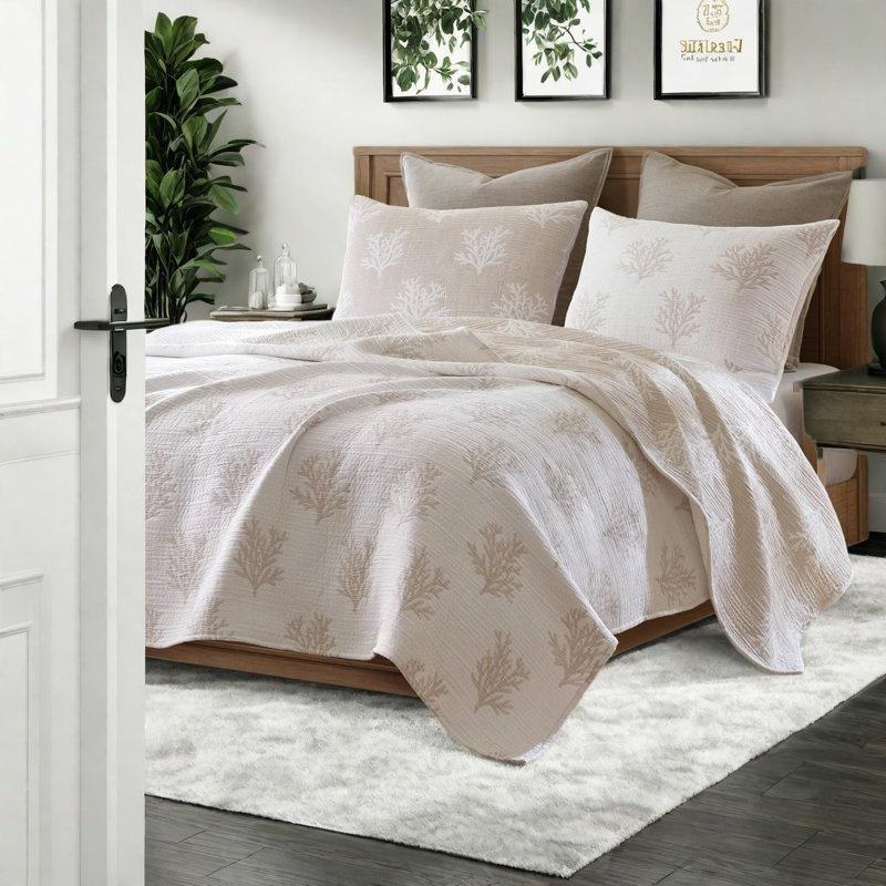 Cotton Blend Floral Quilt Set