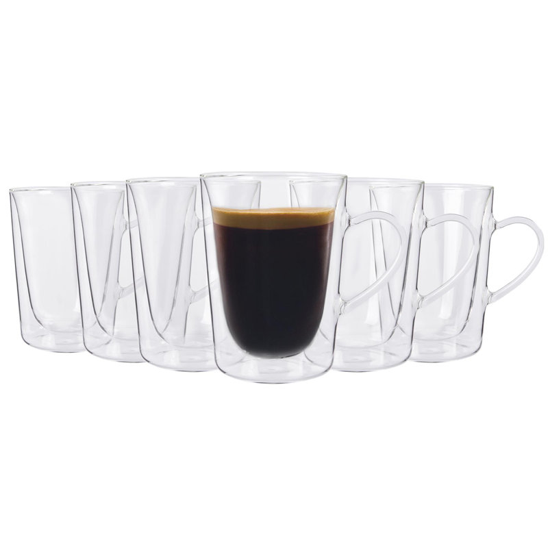 Rink Drink - Double Walled Coffee Glass Cups, 6
