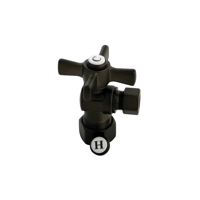 Kingston Brass Millennium 5/8-Inch OD Comp x 3/8-Inch OD Comp Quarter-Turn Angle Stop Valve, Oil Rubbed Bronze