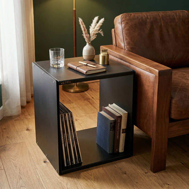 Modern Metal Open Cube Storage Side Table