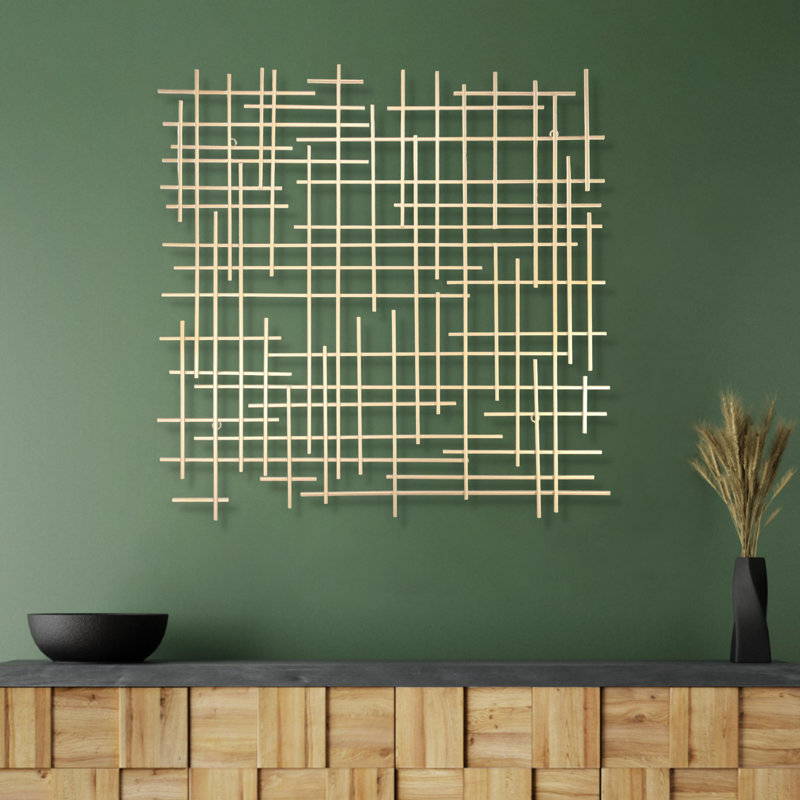 Handmade Modern Abstract Wall Decor on Metal, Silver, 30" H x 30" W x 1.25" D