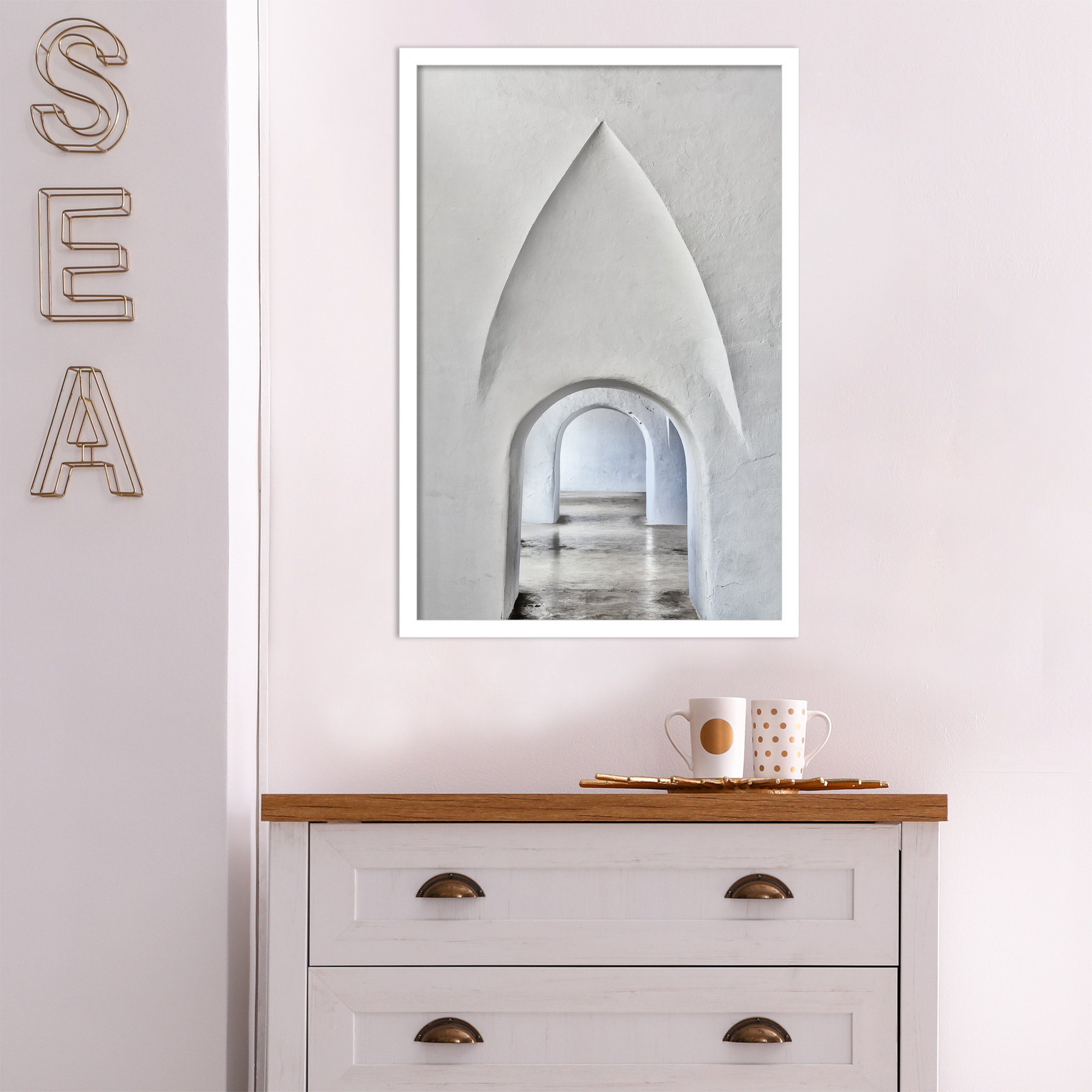 Through Old San Juan by Golie, 26" H x 18" W, White Framed