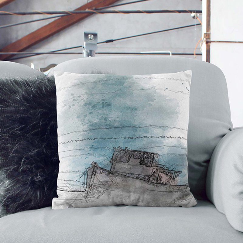 Abstract Square Throw Cushion, White, 55cm H x 55cm W x 20cm D