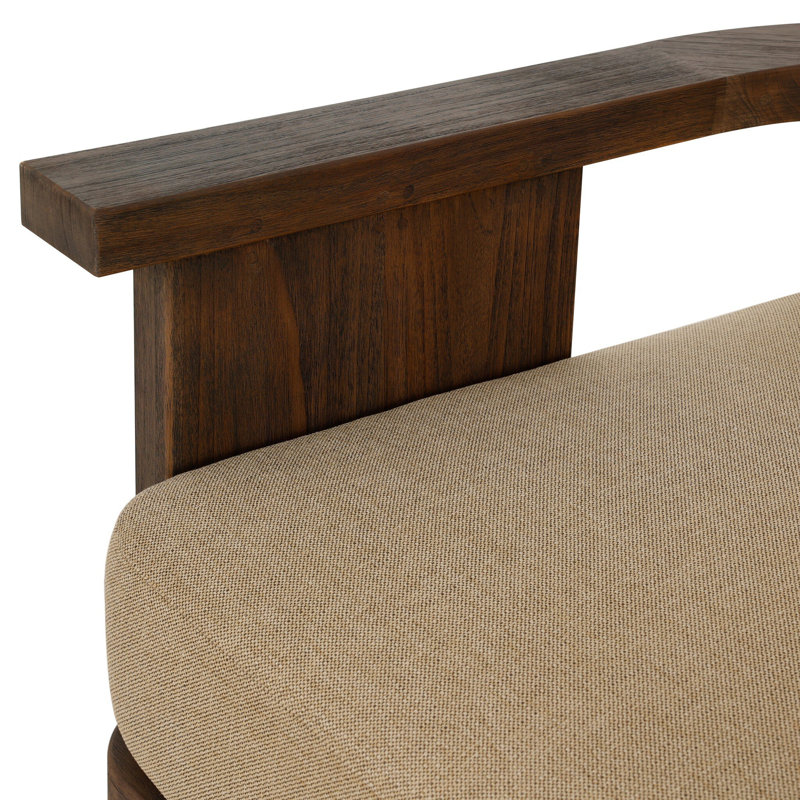 Tahana Outdoor Teak Armchair, Olympia Canvas, Stained Saddle Brown