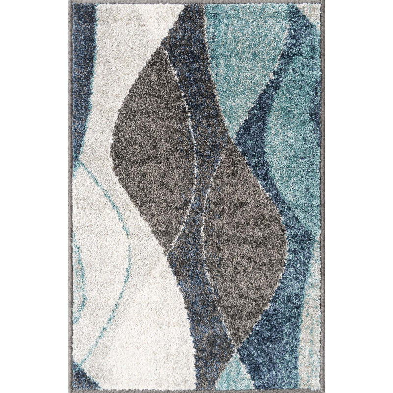 Tapis bleu marine / brun / beige Harelda, Rectangle 2 pi x 3 pi 1 po