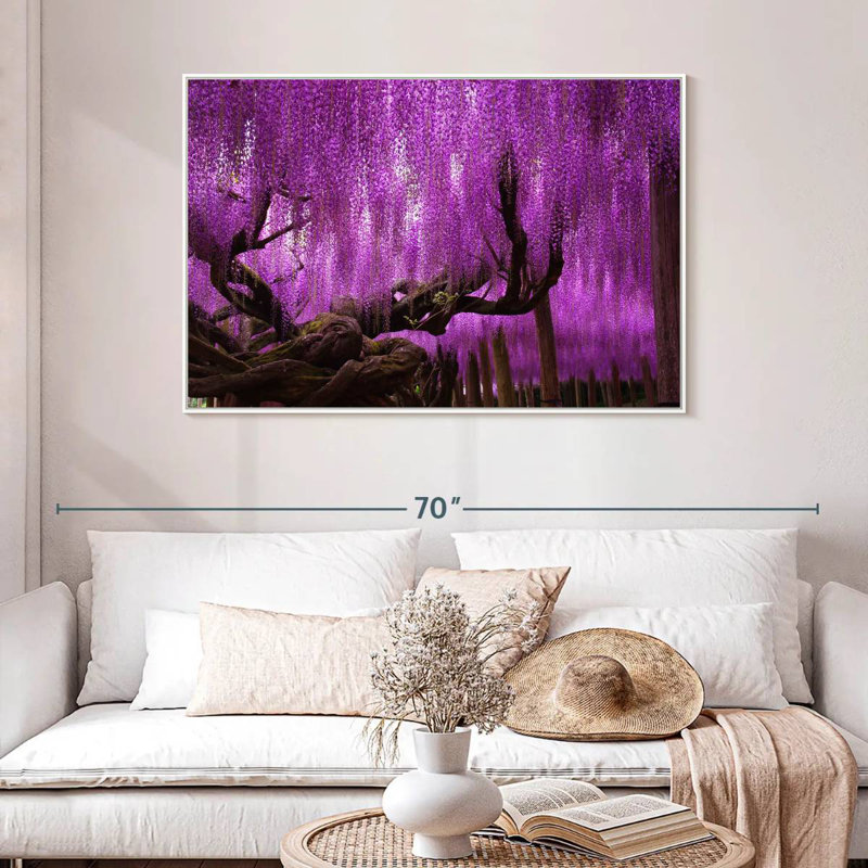 Wisteria saule, Cadre flottant blanc, 46 po x 31 po