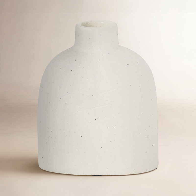 Vase de table en céramique Abie, H 4,25 po x l 3,5 po x P 2 po, Blanc