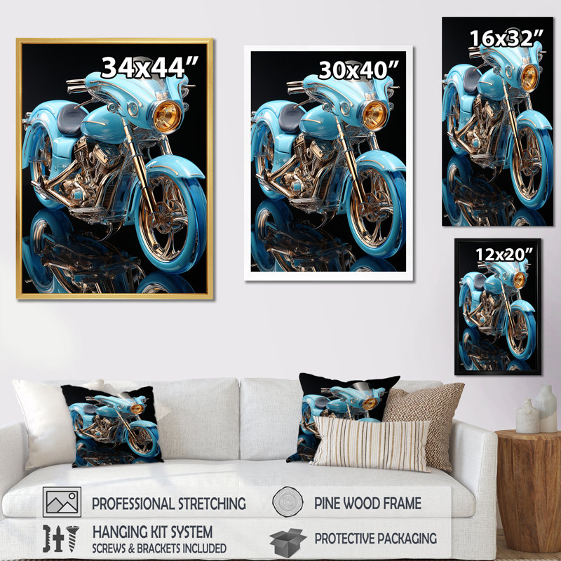 Scooter électrique bleu I, Cadre simple noir, H 40 po x l 30 po x P 1,5 po