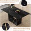 Table de salle à manger à motif de marbre noir et 6 chaises grises - couleur stable et spacieuse avec assise confortable texturée-2080035038-2080035036
