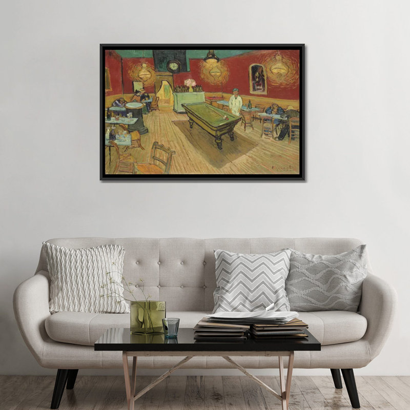 The Night Café, 1888 par - reproduction d'art sur papier, H 32 po x l 48 po, Toile avec cadre, Noir