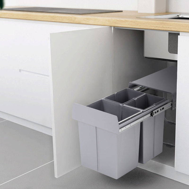 Sylvia Plastic Manual Lift Pull Out Rubbish Bin - 40L