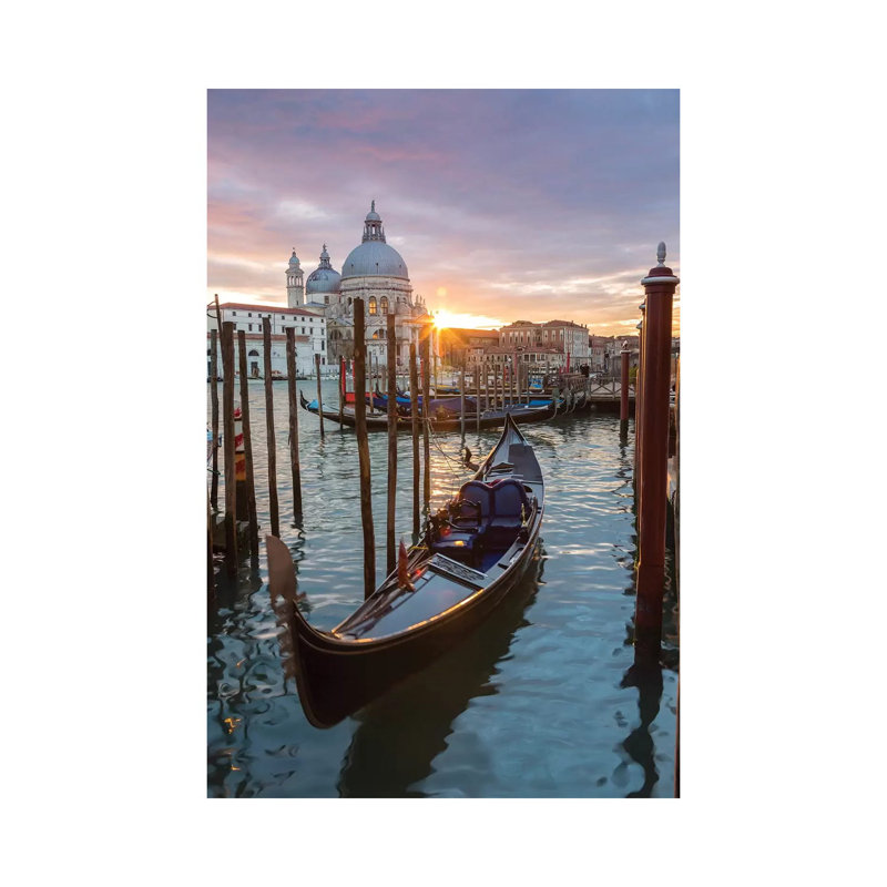 Gondola At Sunset, Venice by Matteo Colombo - Wrapped Canvas Print, 30.48 cm H x 45.72 cm W