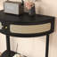 Table d'appoint demi-ronde avec tiroirs de rangement et tablette inférieure, meuble pour espace de vie circulaire