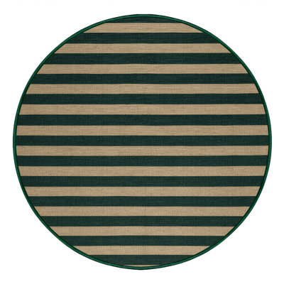 Machine Washable Horizontal Stripes Green Area Rug