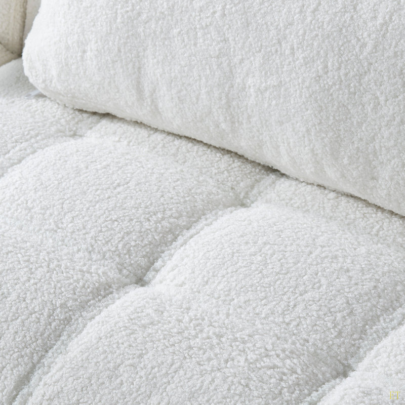 Tissu convertible futon avec pieds en métal, White
