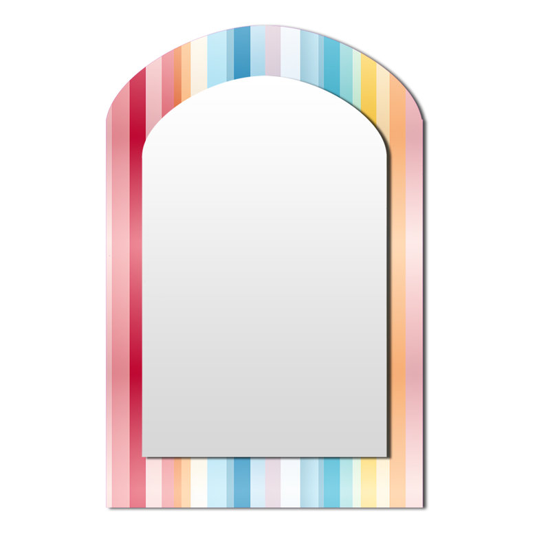 Motif rayé arc-en-ciel aux couleurs de bonbons - miroir mural rayé asymétrique, 43 po x 33 po
