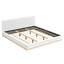 Lit tapissier élégant avec cadre de lit naturel texturé grain-796075207