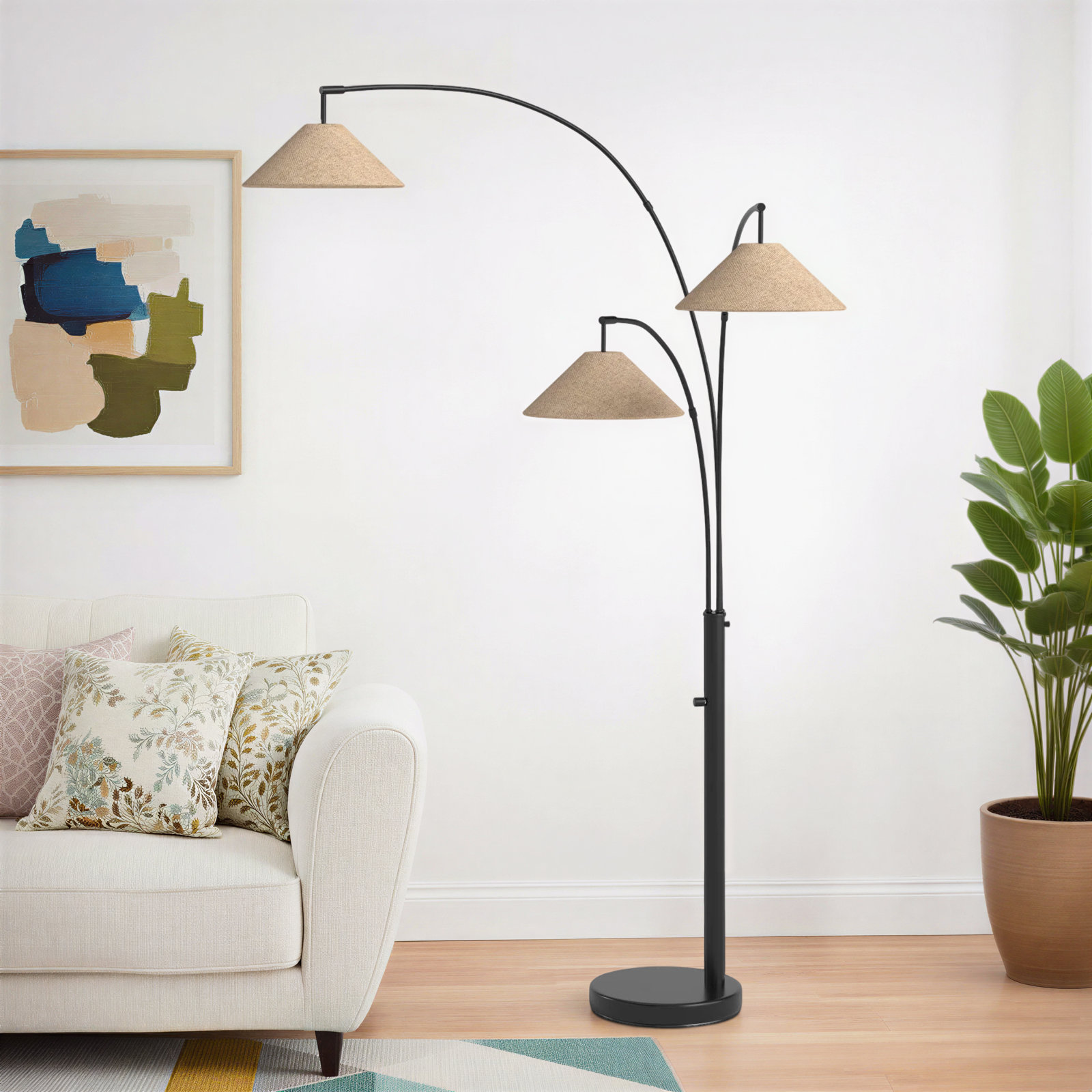 Braxton 86'' Floor Lamp, Light Brown, Dark Bronze